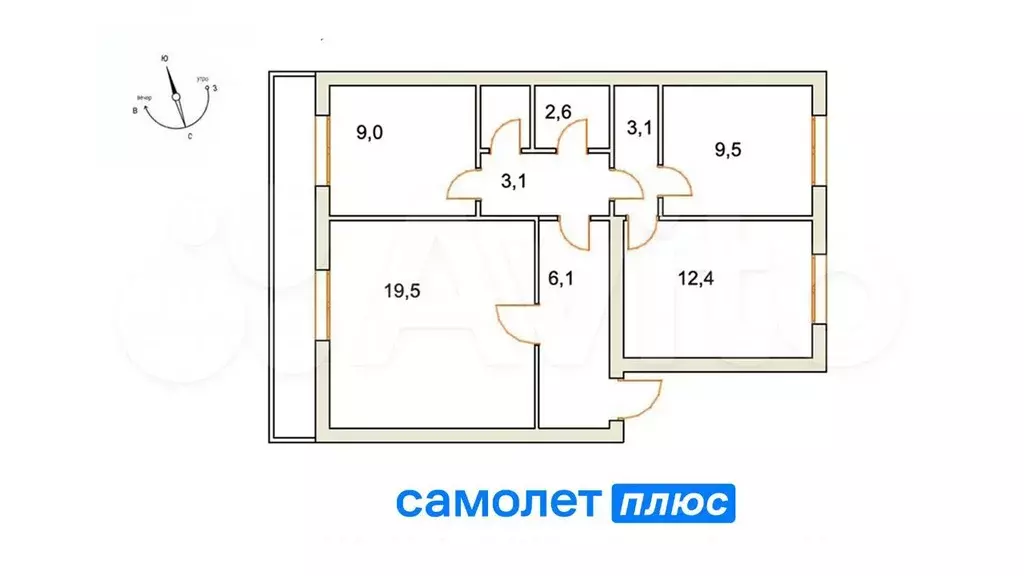 3-к. квартира, 66,3 м, 9/10 эт. - Фото 0