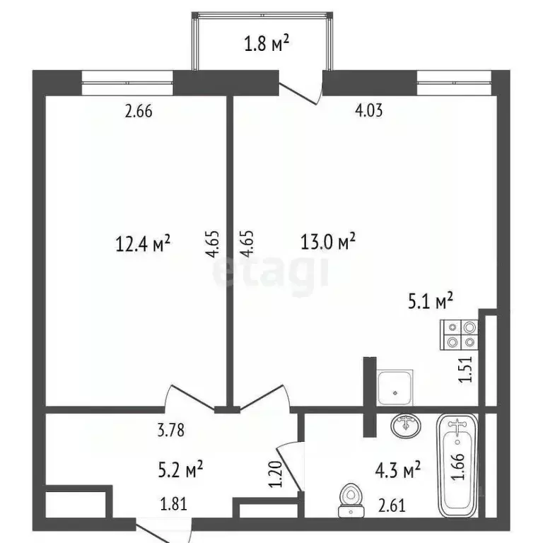 1-к кв. Ростовская область, Ростов-на-Дону Стабильная ул., 3с3 (40.0 ... - Фото 2
