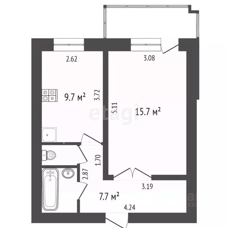 1-к кв. Тюменская область, Тюмень 6-й мкр, ул. Валерии Гнаровской, ... - Фото 1