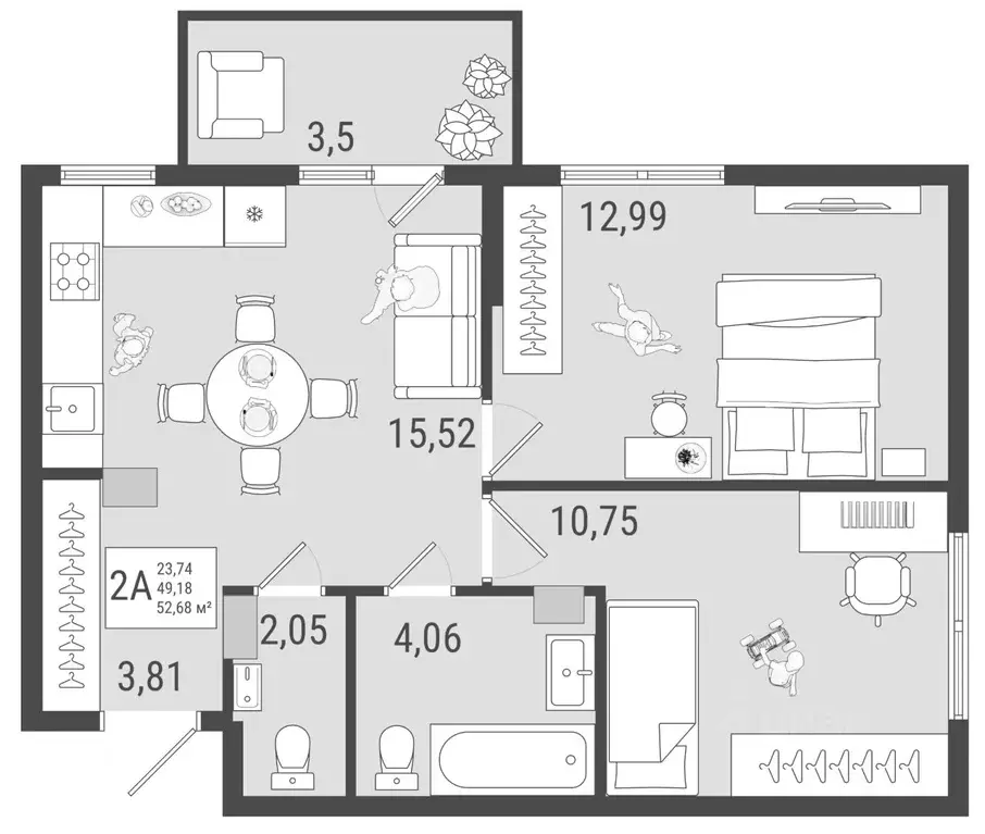 2-к кв. Самарская область, Тольятти Приморский бул., 62 (50.23 м) - Фото 1