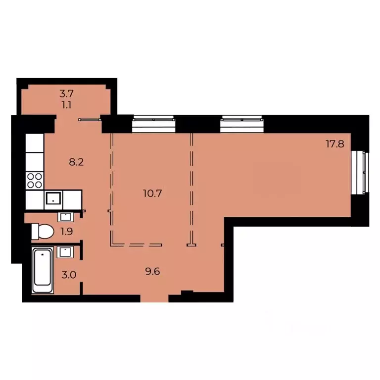 2-к кв. Омская область, Омск ул. 33-я Северная, 46 (52.21 м) - Фото 1