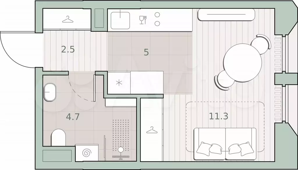 Квартира-студия, 23,5 м, 3/13 эт. - Фото 1