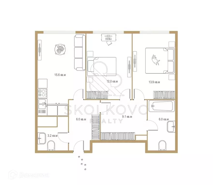 Продаётся 2-к квартира, 66 м - Фото 1