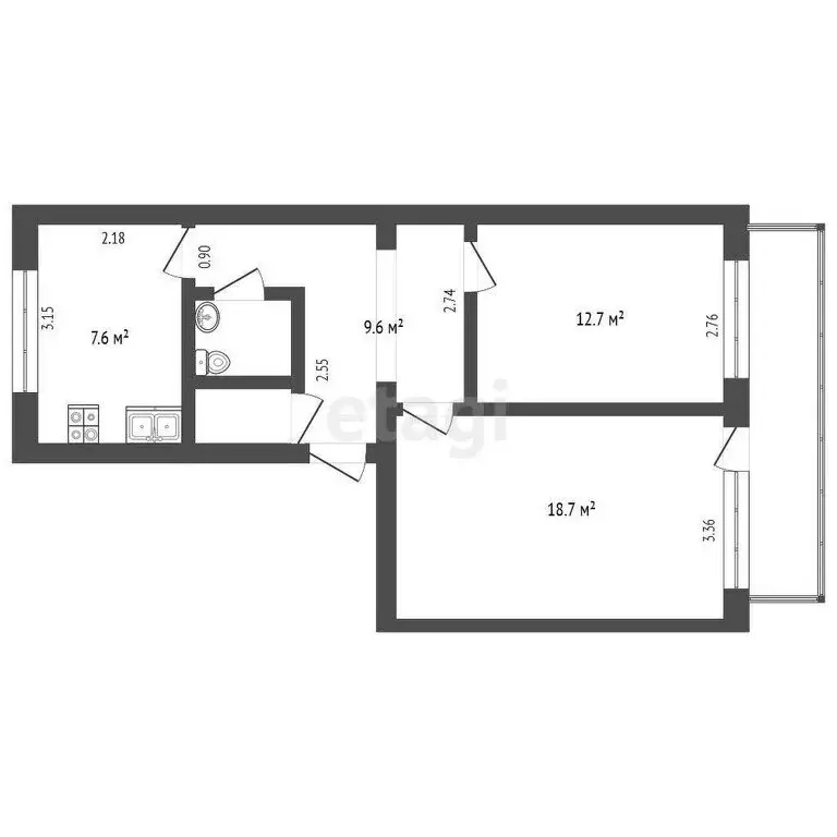2-комнатная квартира: Перово, Парковая улица, 3 (52.5 м) - Фото 0
