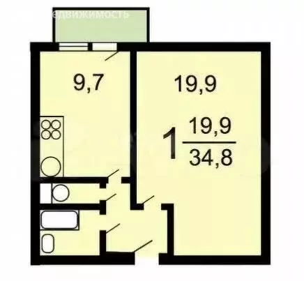 1-комнатная квартира: Москва, Ангарская улица, 51 (36 м) - Фото 0