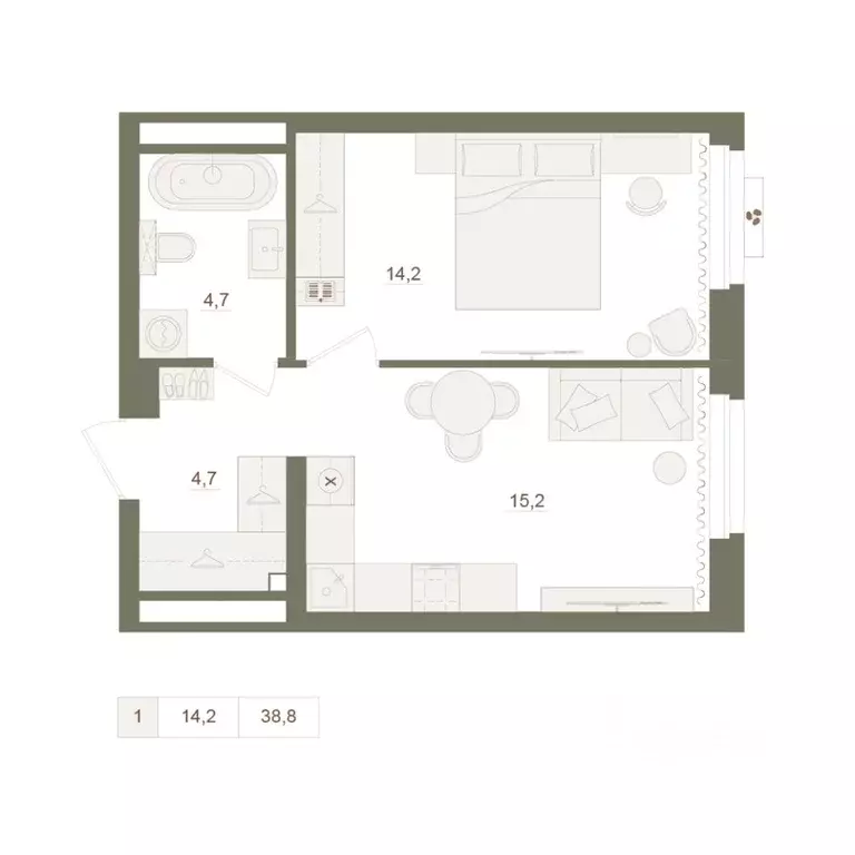 1-к кв. Башкортостан, Уфа Родина Парк жилой комплекс (38.8 м) - Фото 0