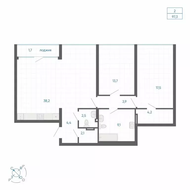 2-комнатная квартира: Екатеринбург, улица Вильгельма де Геннина, 59 ... - Фото 1