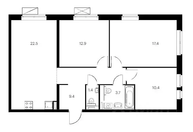 3-к кв. Московская область, Люберцы ул. Юности, 4 (78.0 м) - Фото 1
