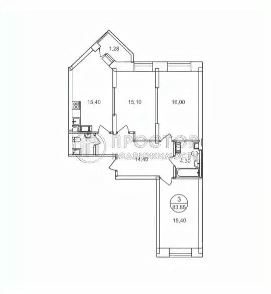3-к кв. Московская область, Люберцы Зенино ЖК Самолет мкр, ул. ... - Фото 2