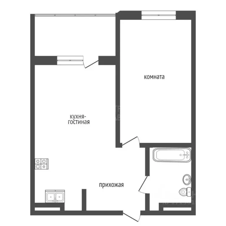 1-к кв. Тюменская область, Тюмень ул. Ю.-Р.Г. Эрвье, 34к1 (42.2 м) - Фото 2