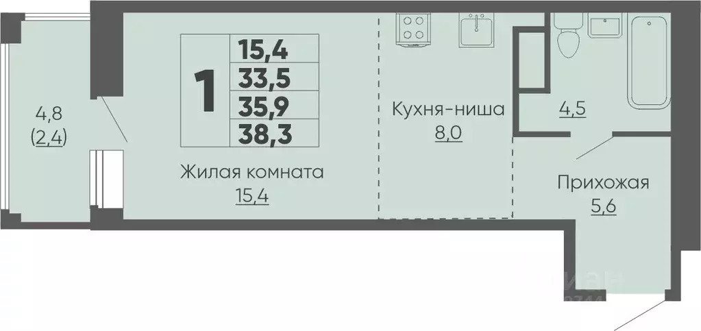 1-к кв. Чувашия, Чебоксары ул. Академика РАН Х.М. Миначева, 14 (38.3 ... - Фото 0