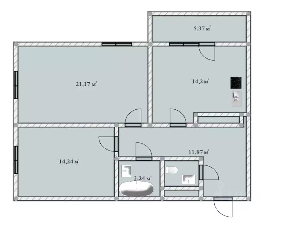 2-к кв. Санкт-Петербург ш. Суздальское, 18к4 (65.3 м) - Фото 1