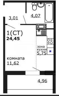 Студия Челябинская область, Челябинск ул. Маршала Чуйкова, 32 (24.0 м) - Фото 2