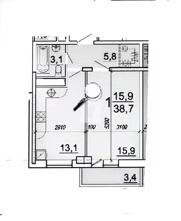 1-к кв. Краснодарский край, Краснодар ул. Имени Симиренко, 37к1 (39.0 ... - Фото 1