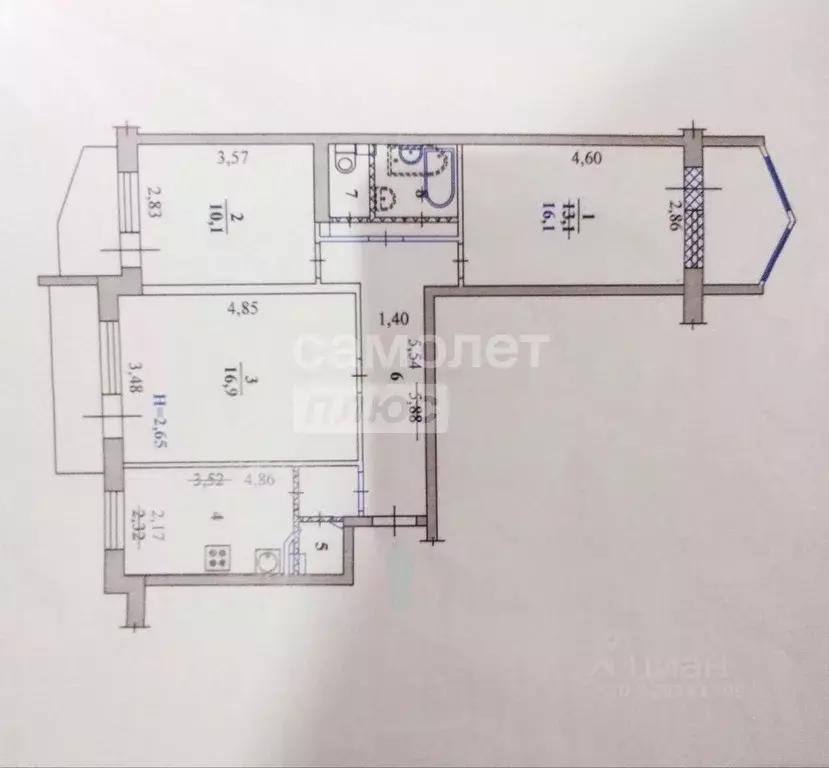 3-к кв. Волгоградская область, Волгоград ул. Землячки, 50 (68.4 м) - Фото 1