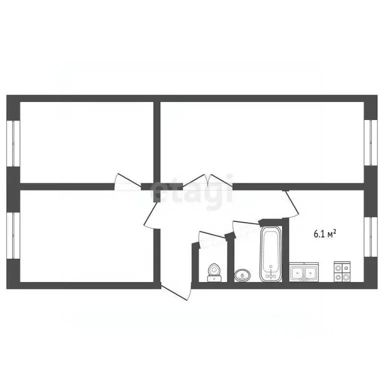 3-к кв. Ярославская область, Тутаев Пролетарская ул., 7 (62.0 м) - Фото 2