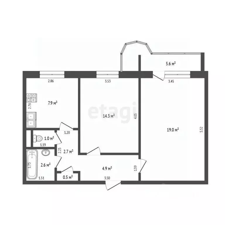 2-к кв. Самарская область, Самара Демократическая ул., 8 (54.0 м) - Фото 2