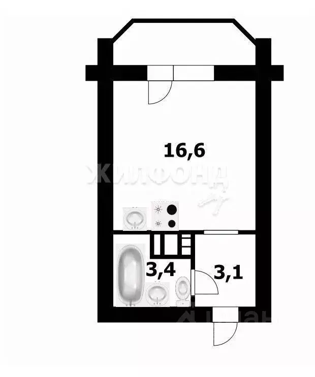 Студия Новосибирская область, Новосибирск Горский мкр, 63/1 (23.1 м) - Фото 0