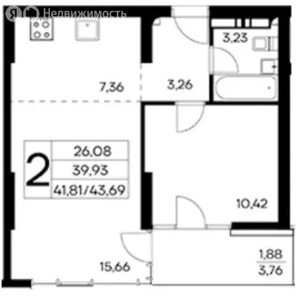 1-комнатная квартира: Семидворье, Пограничный переулок, 6 (43 м) - Фото 2