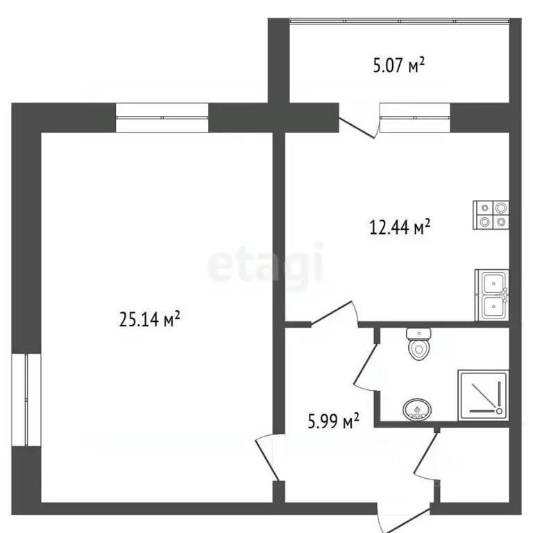 1-к кв. Челябинская область, Челябинск Омская ул., 10 (51.0 м) - Фото 2