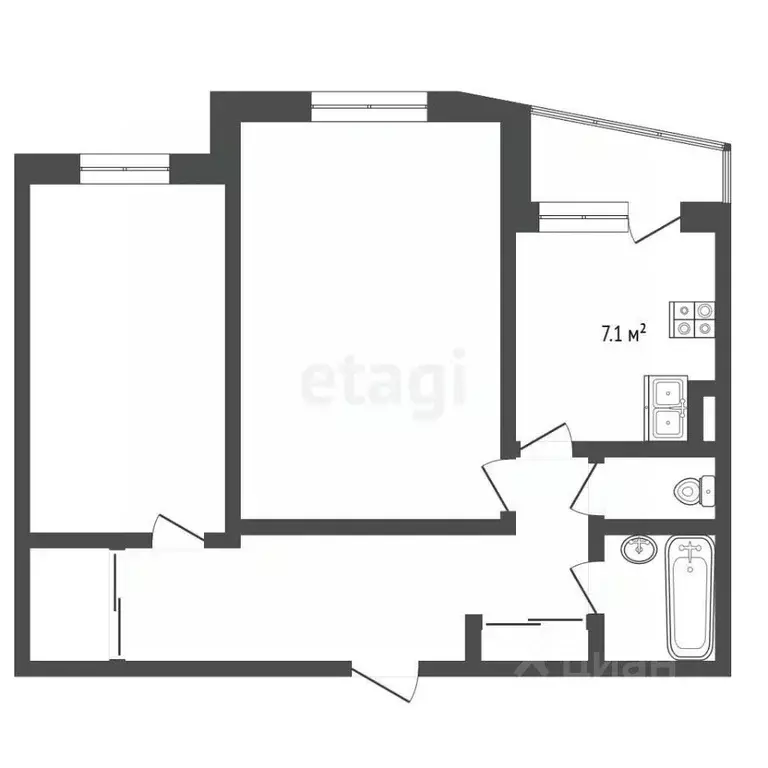 2-к кв. Ямало-Ненецкий АО, Новый Уренгой Юбилейный мкр, 1/3 (50.9 м) - Фото 2