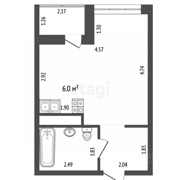 Студия Москва ул. Харлампиева, 48к1 (28.0 м) - Фото 2