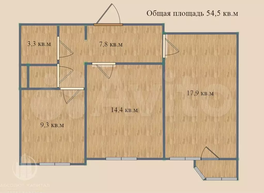 2-к. квартира, 53,6 м, 15/17 эт. - Фото 0
