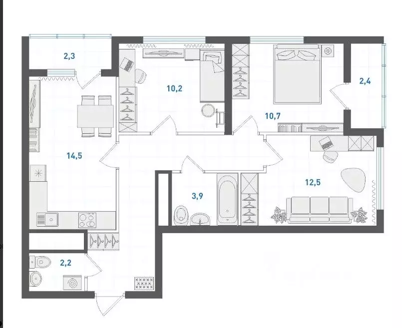 3-к кв. Свердловская область, Екатеринбург ул. Крауля, 107/4 (70.0 м) - Фото 1
