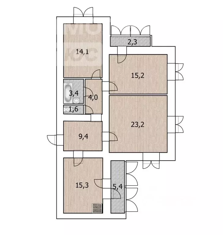 3-к кв. Башкортостан, Уфа ул. Свердлова, 62 (86.2 м) - Фото 1