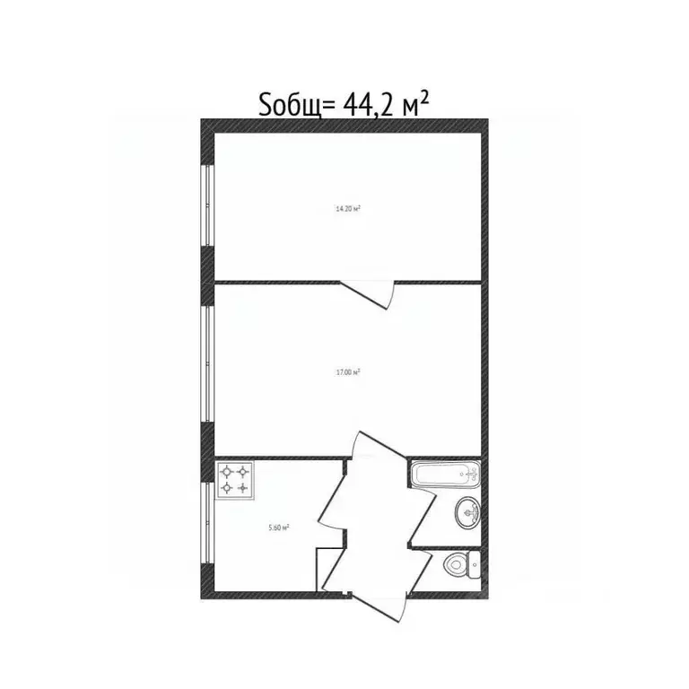 2-к кв. Новосибирская область, Новосибирск Красный просп., 51/4 (44.2 ... - Фото 2