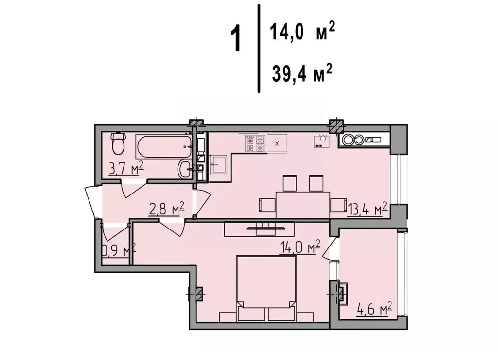 1-к кв. Липецкая область, Липецк ул. И.В. Шкатова, 21 (39.4 м) - Фото 1