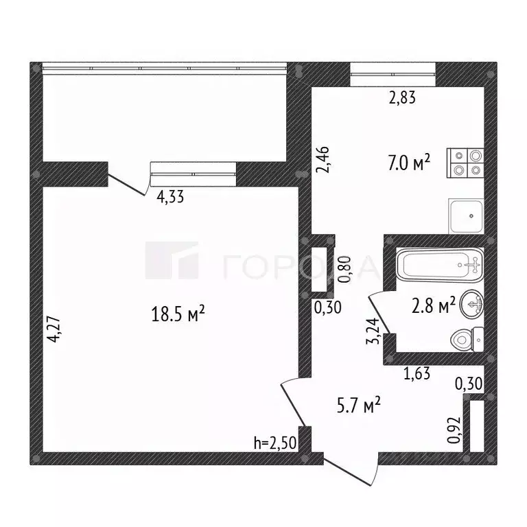 1-к кв. Алтайский край, Барнаул ул. Антона Петрова, 262 (34.0 м) - Фото 2