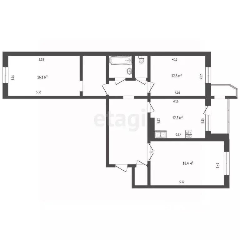 3-к кв. Белгородская область, Белгород Славянская ул., 15 (96.0 м) - Фото 2