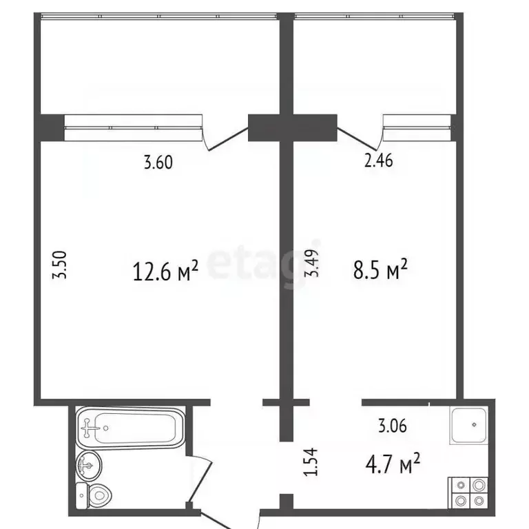2-к кв. Тюменская область, Тюмень ул. Бабарынка, 16б (29.5 м) - Фото 1