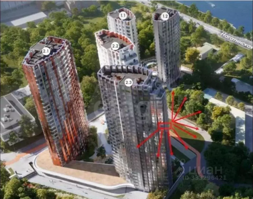 3-к кв. Москва Нагатинская наб., 4Бк2 (68.0 м) - Фото 1