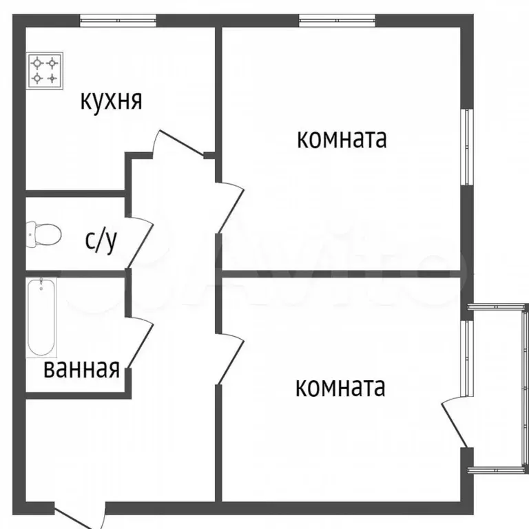 2-к. квартира, 54,2 м, 2/2 эт. - Фото 0