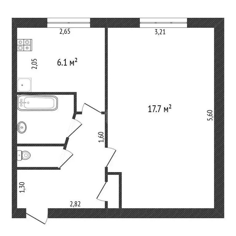 1-комнатная квартира: Обнинск, улица Ляшенко, 6Б (32.5 м) - Фото 1