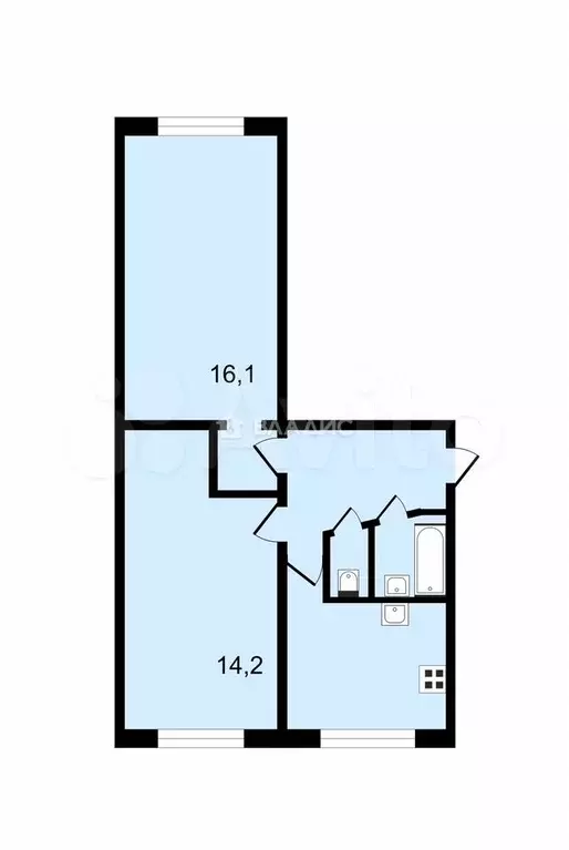 2-к. квартира, 44,6 м, 5/5 эт. - Фото 0