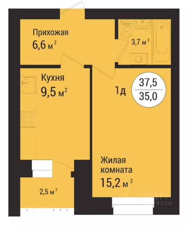 1-к кв. Тамбовская область, Тамбов ул. Имени С.И. Савостьянова, 14В ... - Фото 0