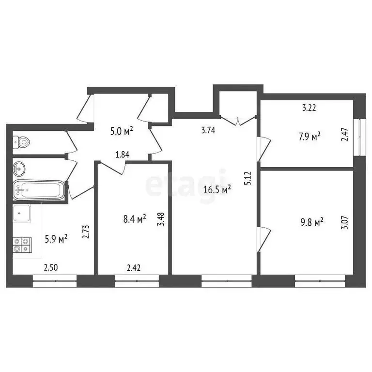 4-комнатная квартира: Котлас, проспект Мира, 29А (58.1 м) - Фото 0