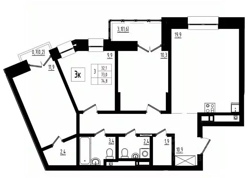 3-к кв. Ярославская область, Ярославль 1-й мкр,  (74.8 м) - Фото 0