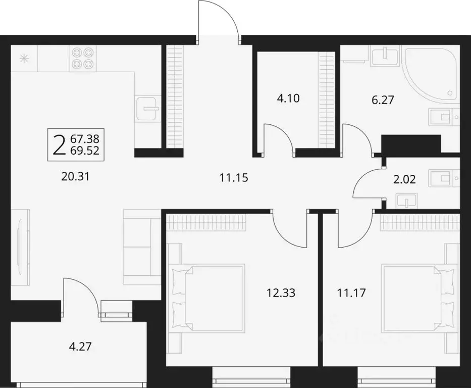 2-к кв. Брянская область, Брянский район, Снежское с/пос, пос. Путевка ... - Фото 1