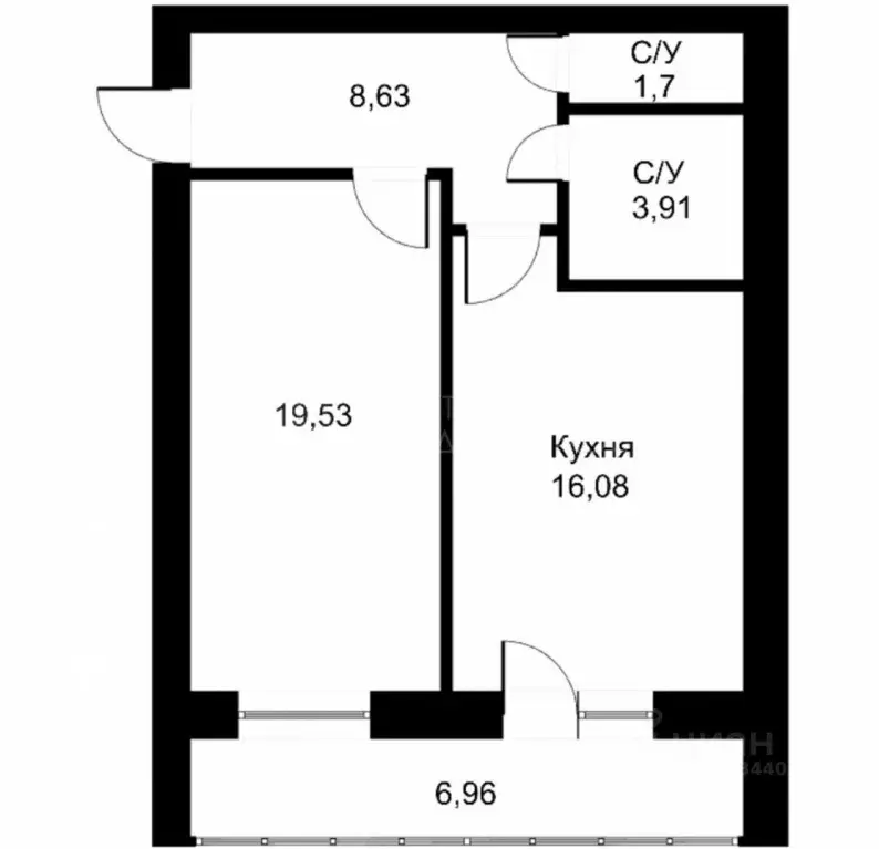 1-к кв. Тюменская область, Тюмень Пролетарская ул., 109 (50.0 м) - Фото 1