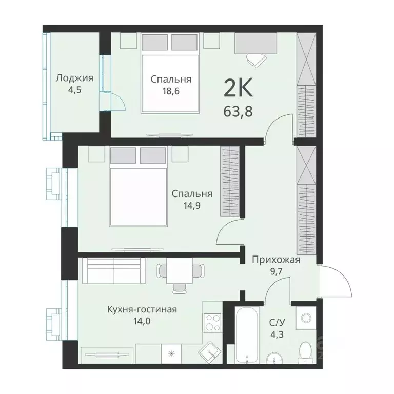 2-к кв. Новосибирская область, Новосибирск ул. Объединения, 28 (63.8 ... - Фото 0