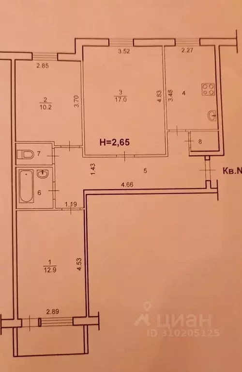 3-к кв. Волгоградская область, Волжский ул. Мира, 16 (66.0 м) - Фото 0