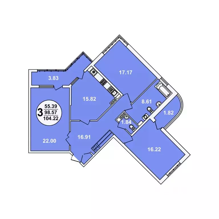 3-к кв. Краснодарский край, Краснодар ул. Шоссе Нефтяников, 18к4 ... - Фото 1
