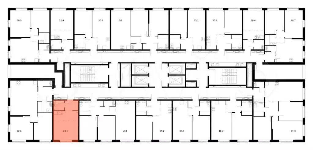 Квартира-студия, 24,3 м, 31/32 эт. - Фото 1