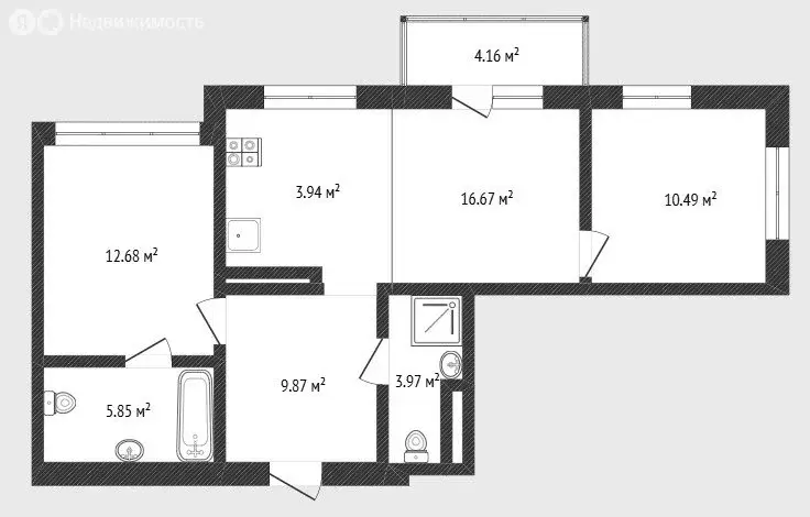 2-комнатная квартира: Тюмень, Краснооктябрьская улица, 4к3 (67.63 м) - Фото 0