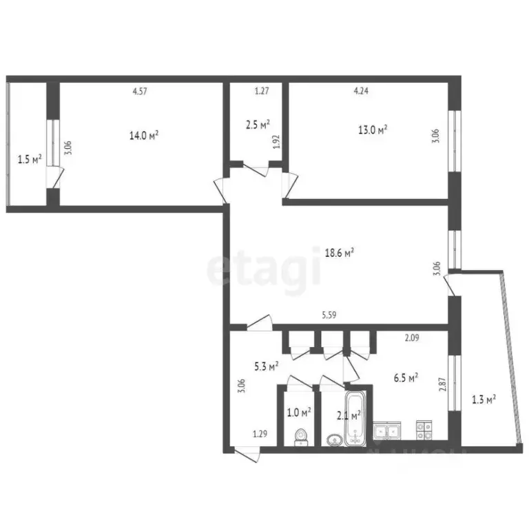 3-к кв. Мордовия, Саранск ул. Лихачева, 44 (64.0 м) - Фото 1