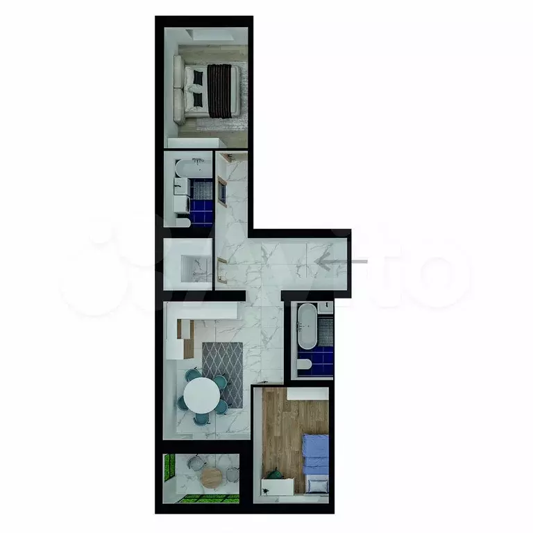 3-к. квартира, 62,3 м, 3/4 эт. - Фото 1